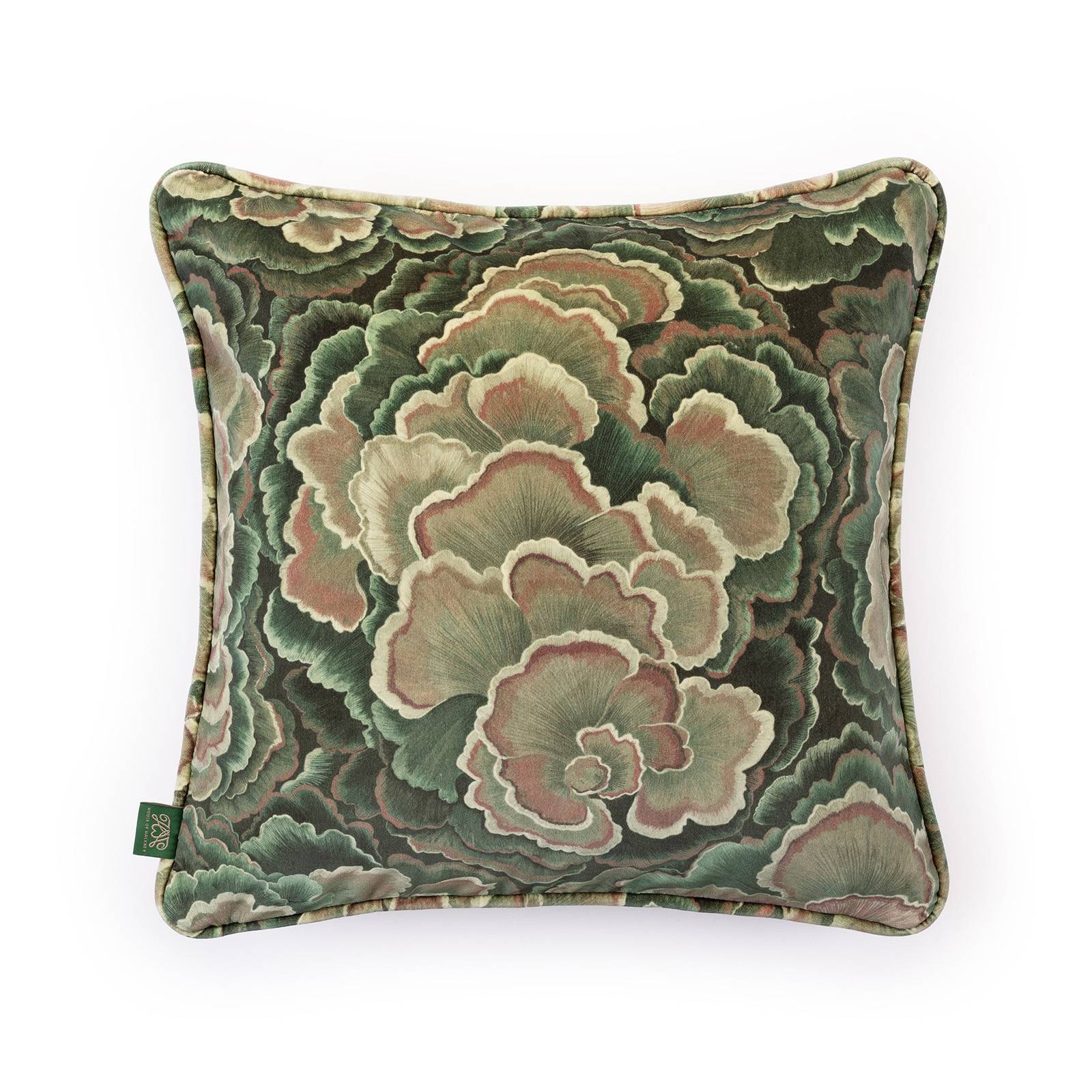 TRAMETES Velvet Medium Piped Cushion - Hosta