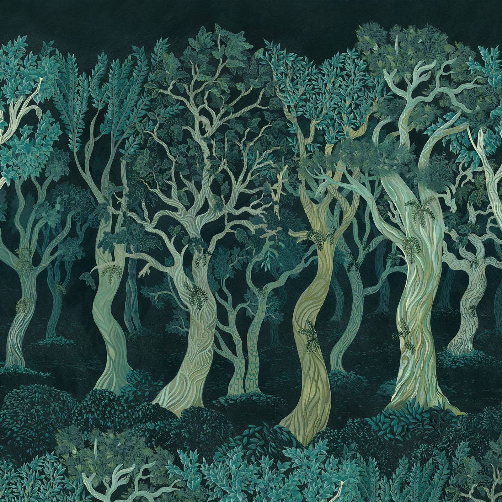 a group of trees with green leaves