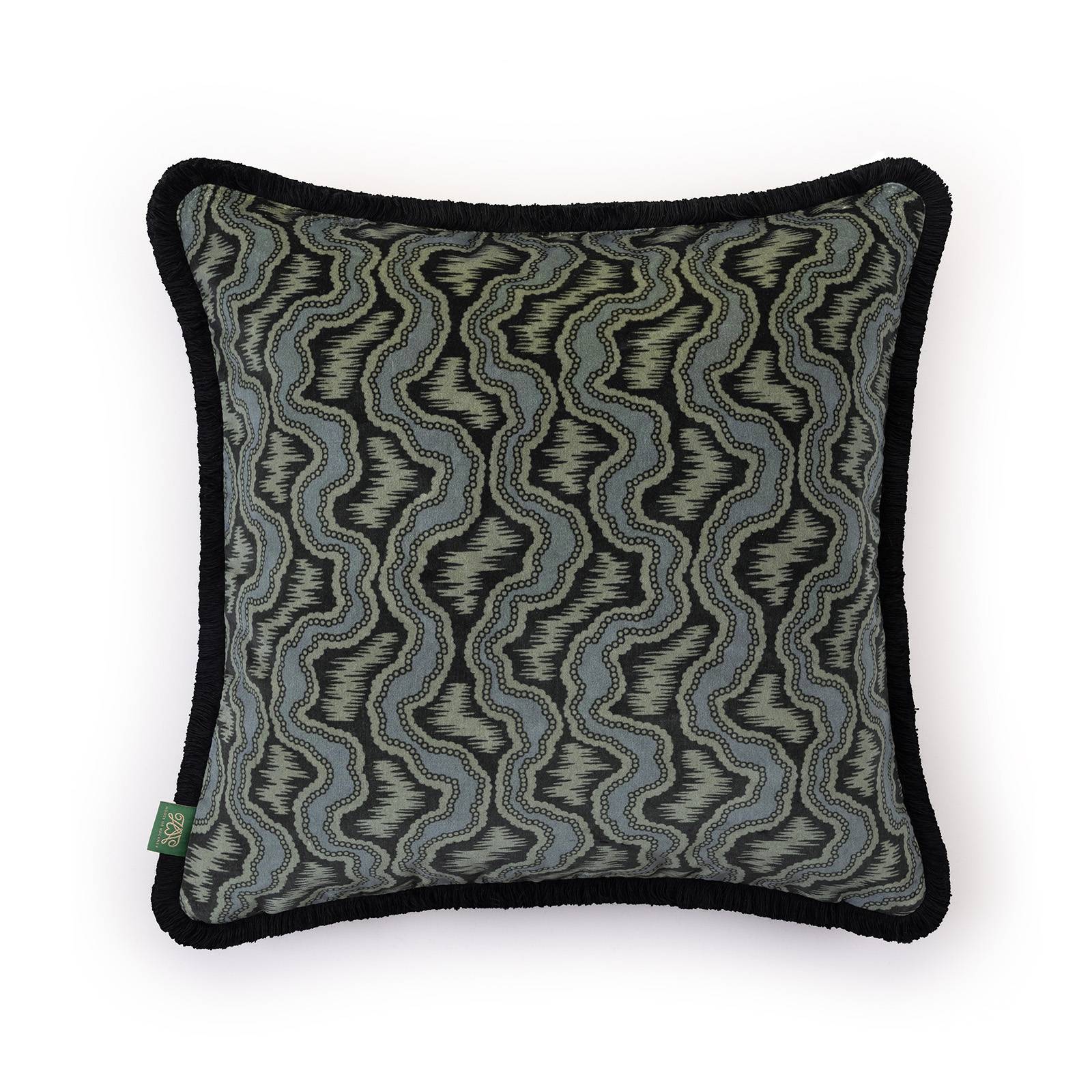 XYLEM Velvet Medium Fringed Cushion - Apatite
