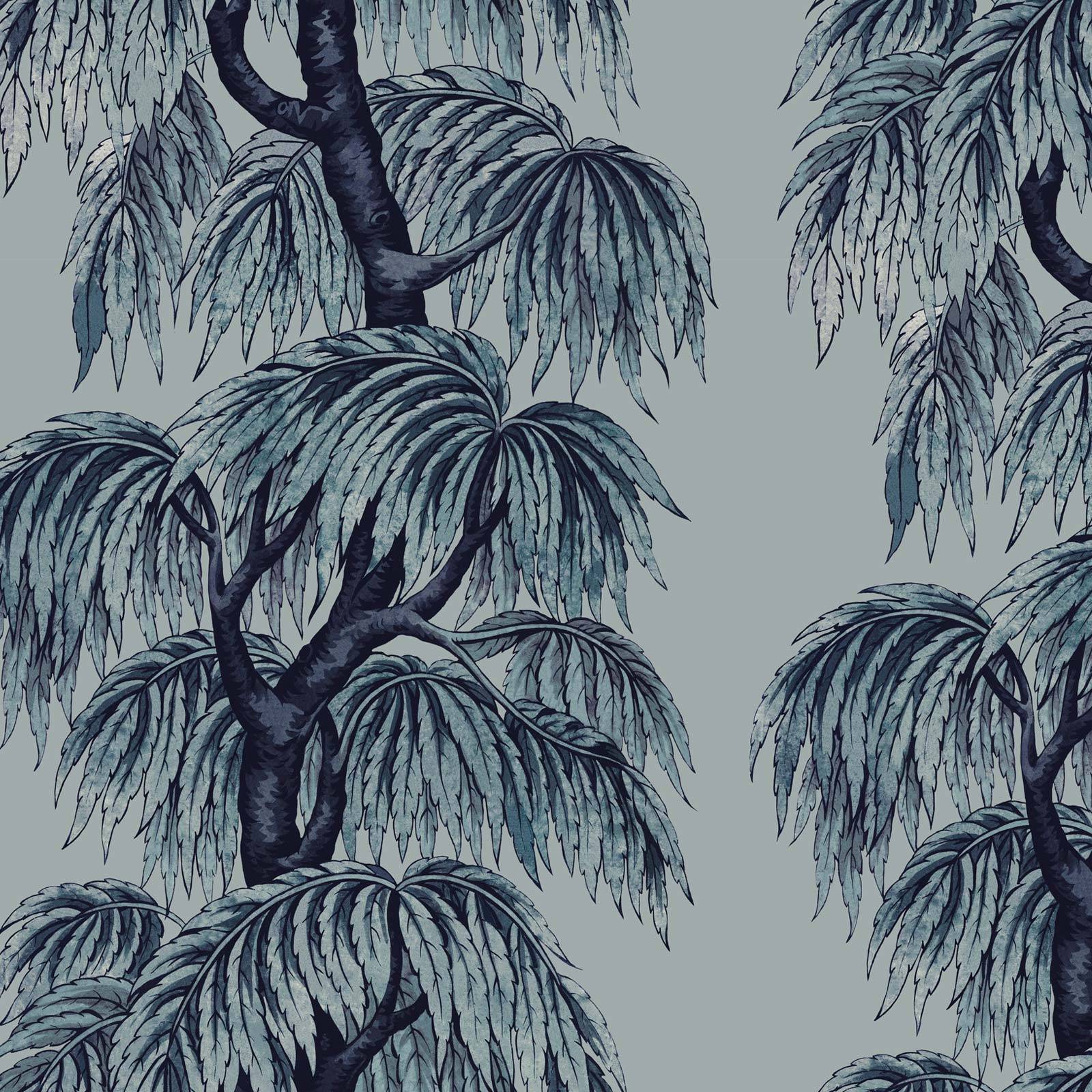 a pattern of trees with leaves