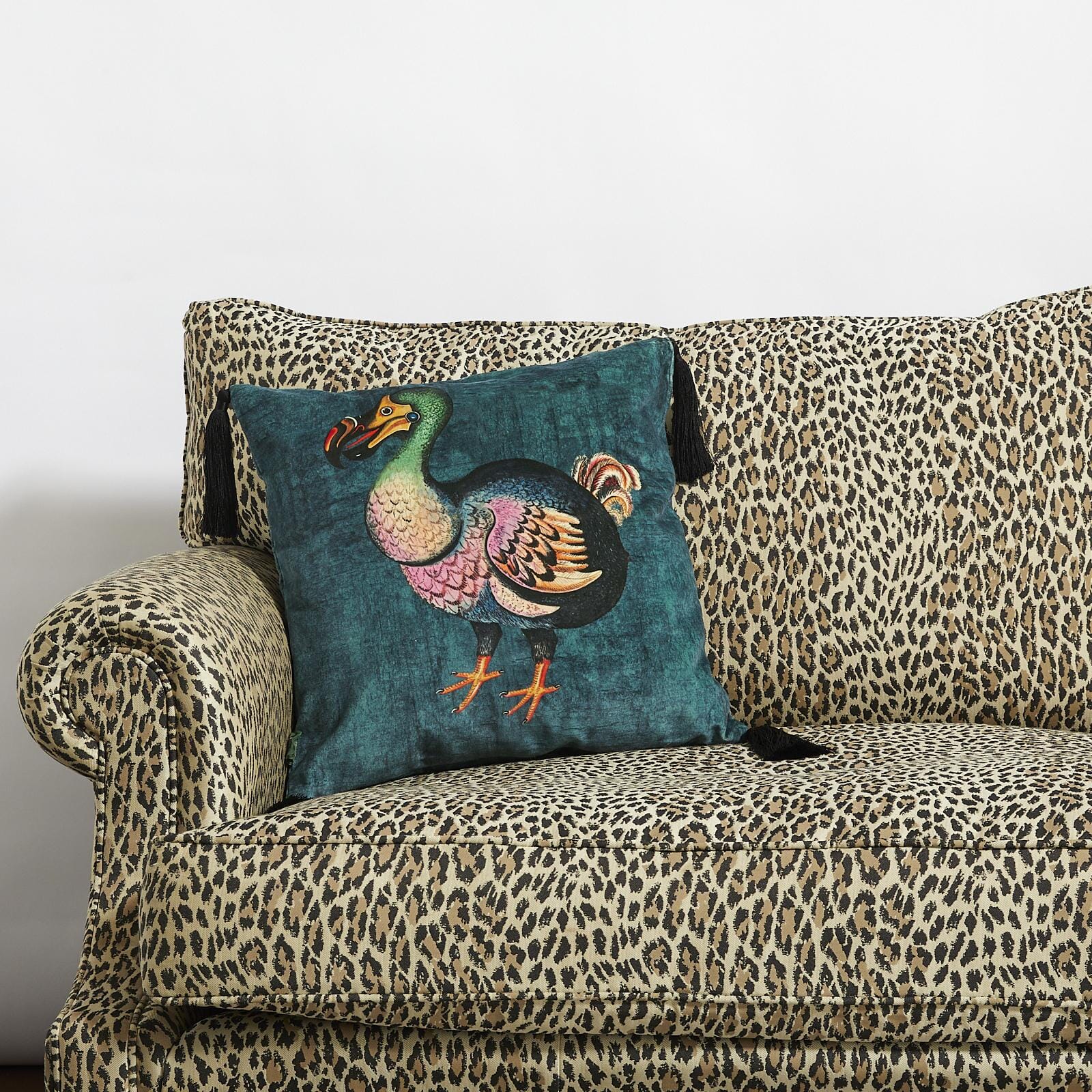 DODO Medium Tassel Velvet Cushion - Petrol