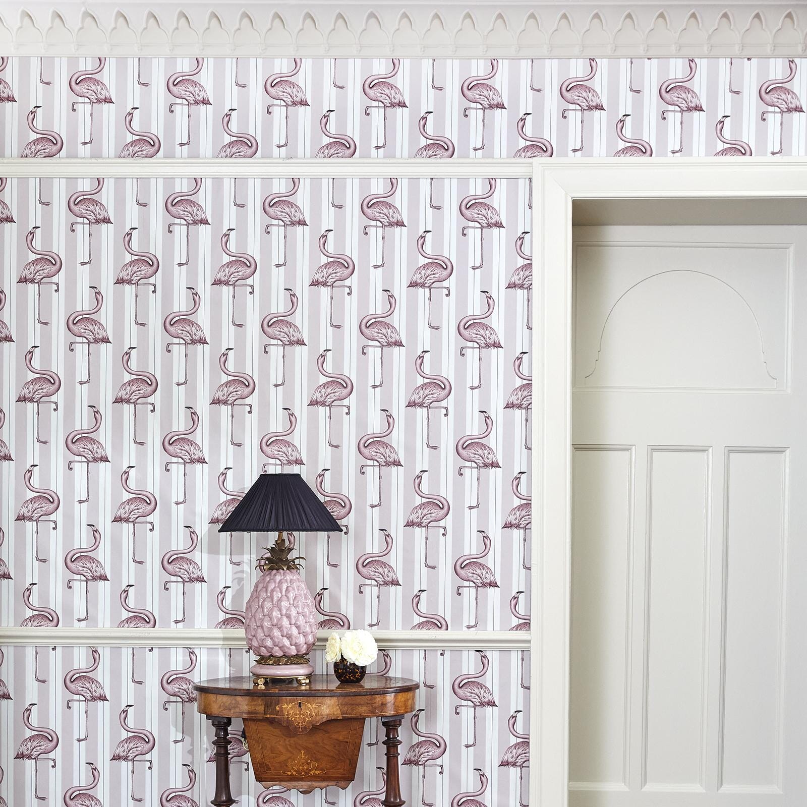 FLAMBOYANCE Wallpaper - Off White & Macaroon Pink