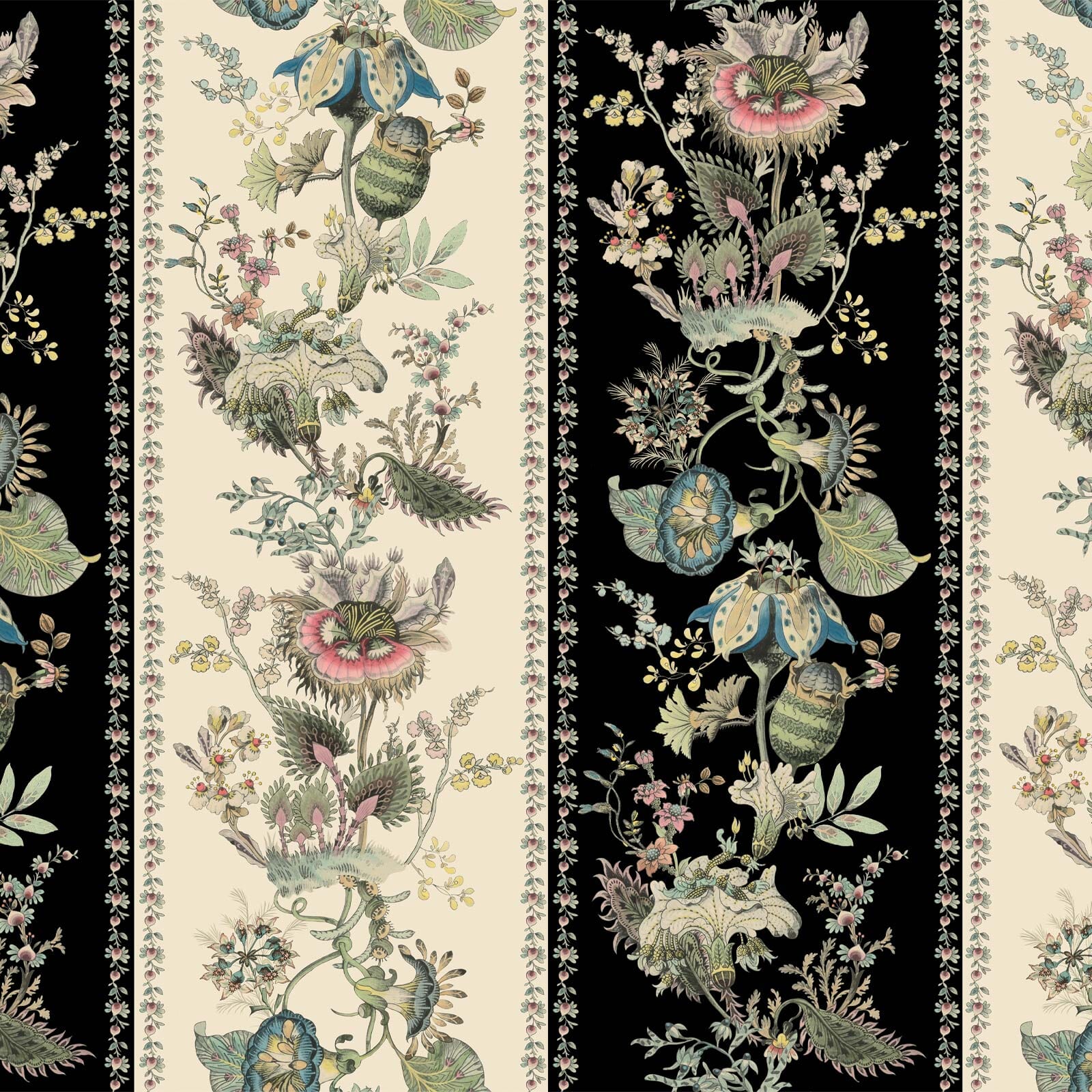 FLORAFANTASIA Wallpaper - Noir Stripe Sample