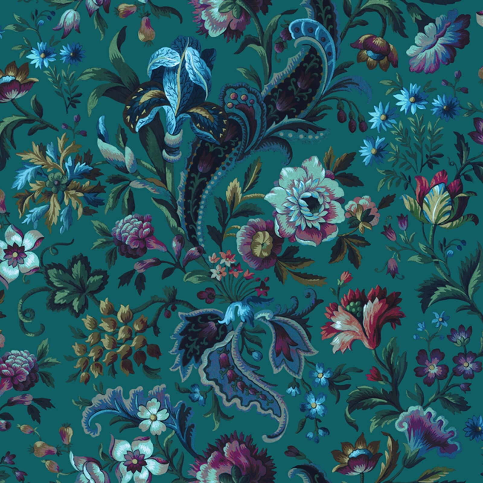 FLORIKA Wallpaper - Petrol Sample