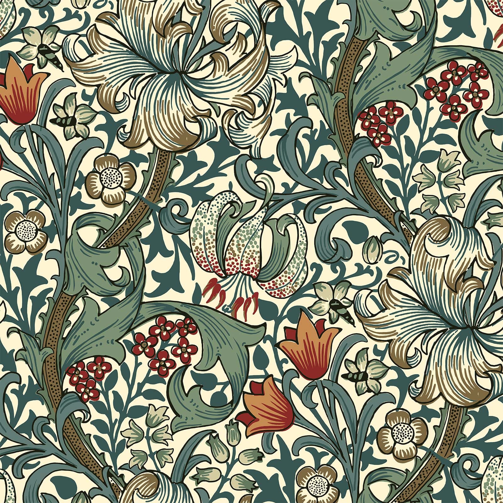 GOLDEN LILY Wallpaper - Ecru Sample