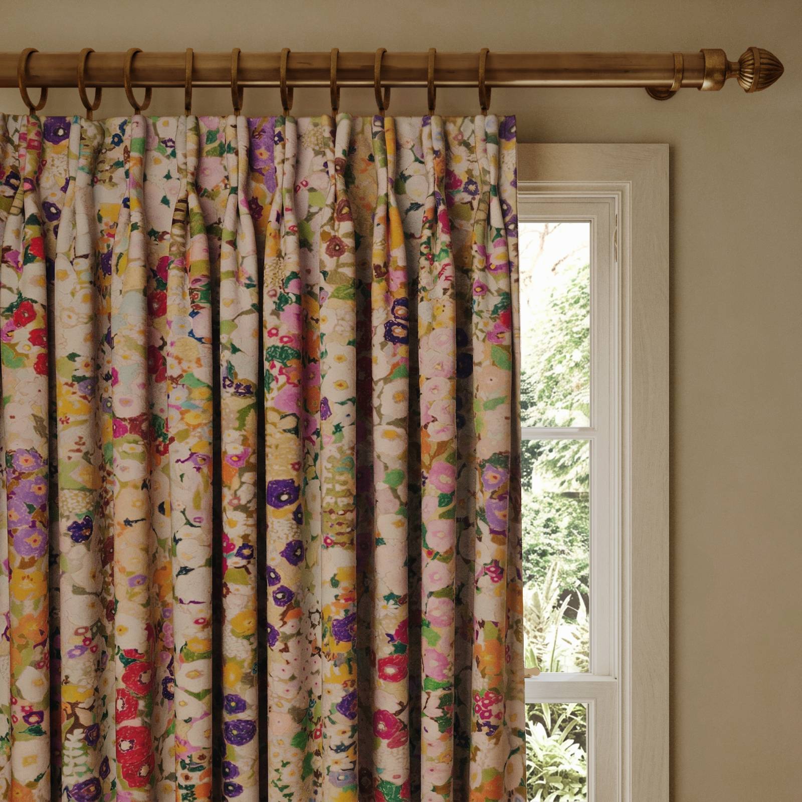 HOLLYHOCKS Cotton Linen Curtain - Spring