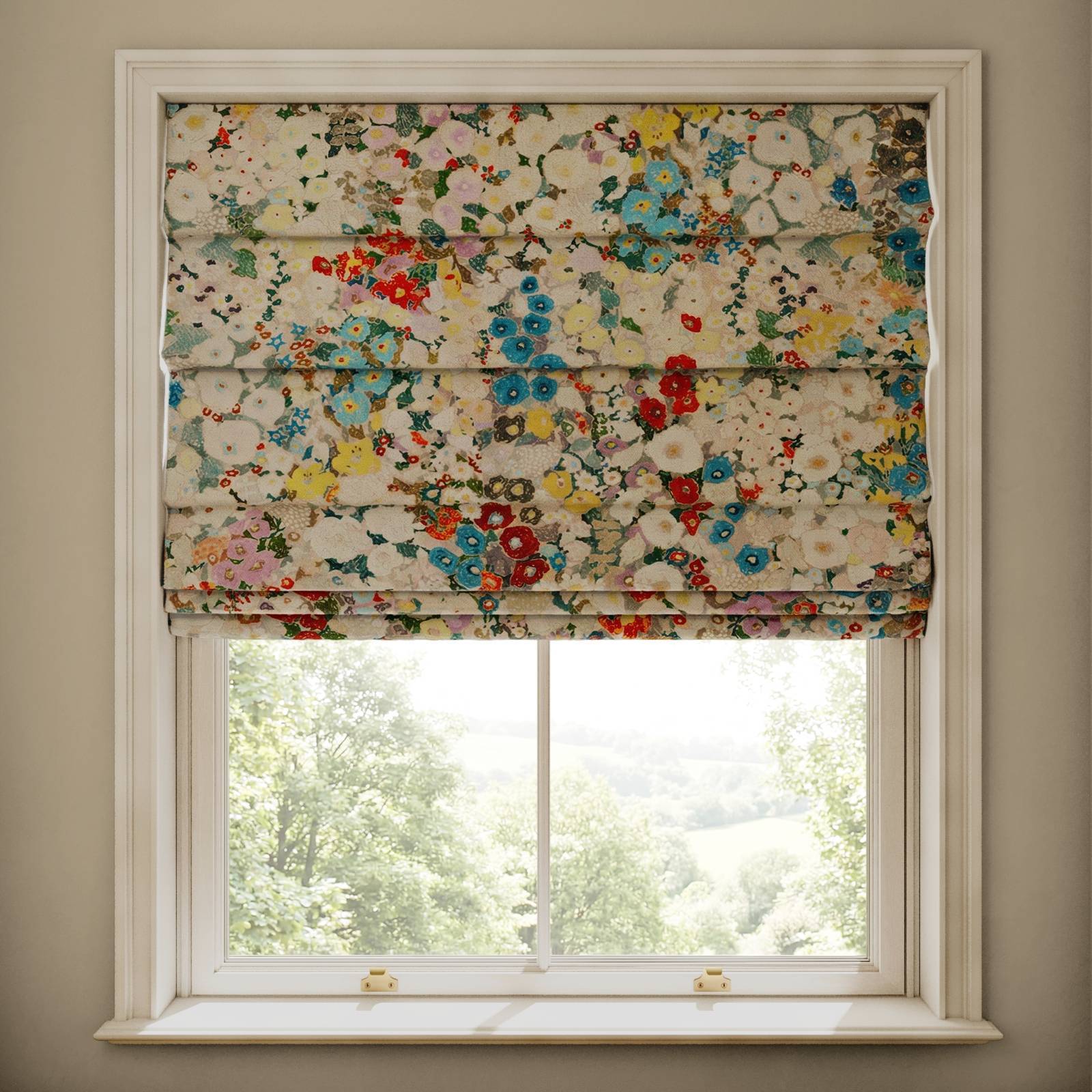 HOLLYHOCKS Cotton Linen Blind - Summer