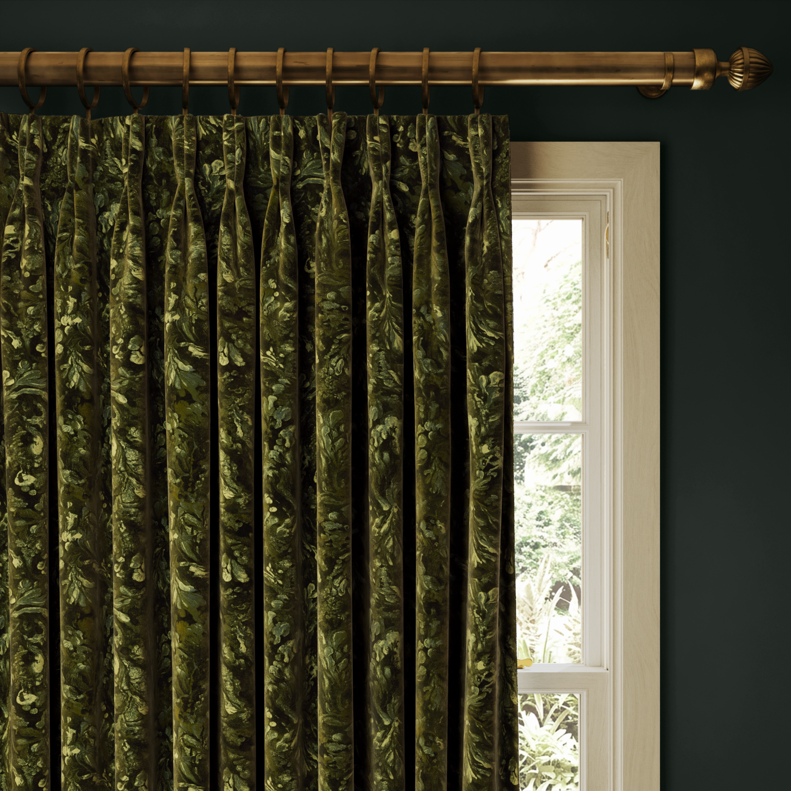 LICHEN Velvet Curtain - Verde
