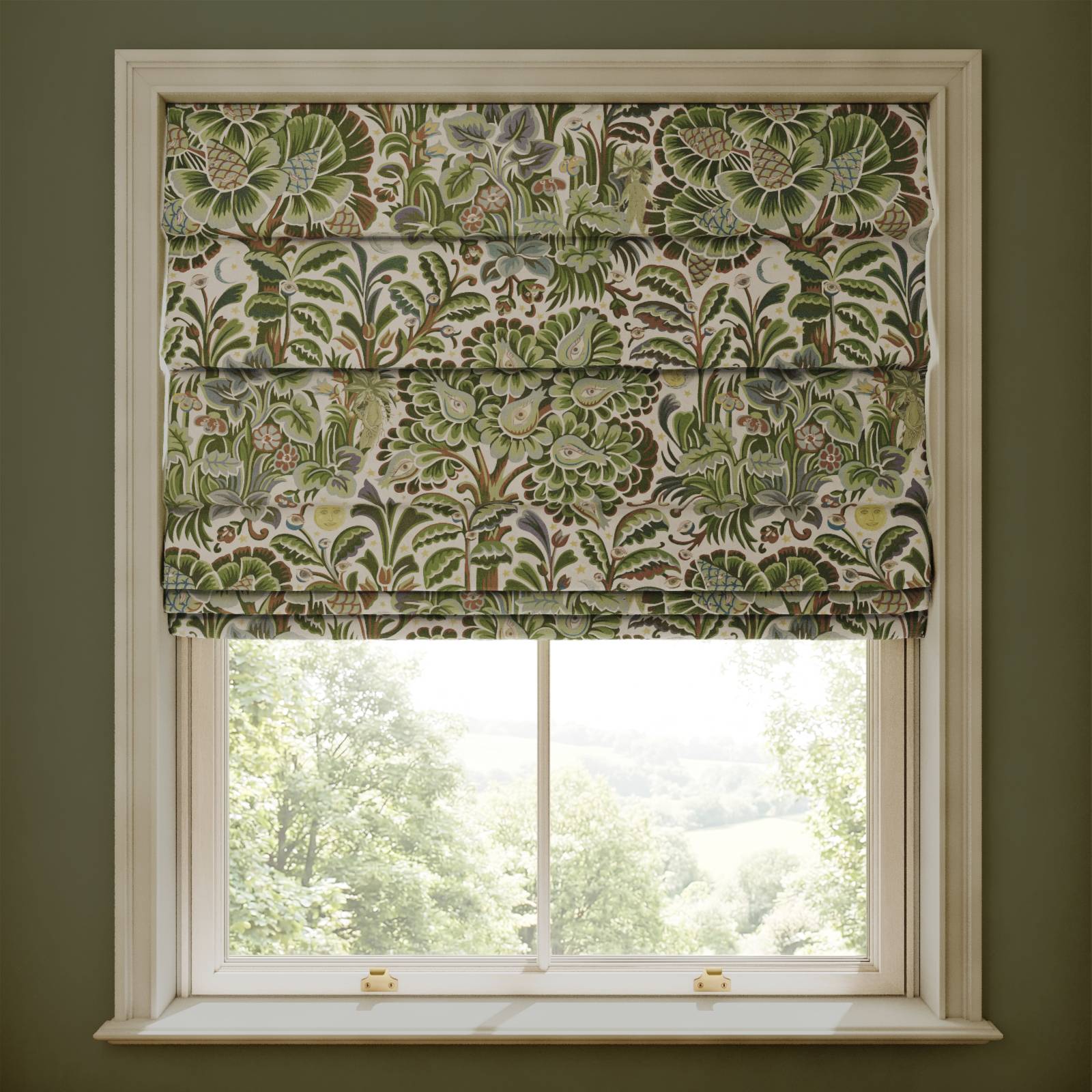 MOON GARDEN Cotton Linen Blind - Verde
