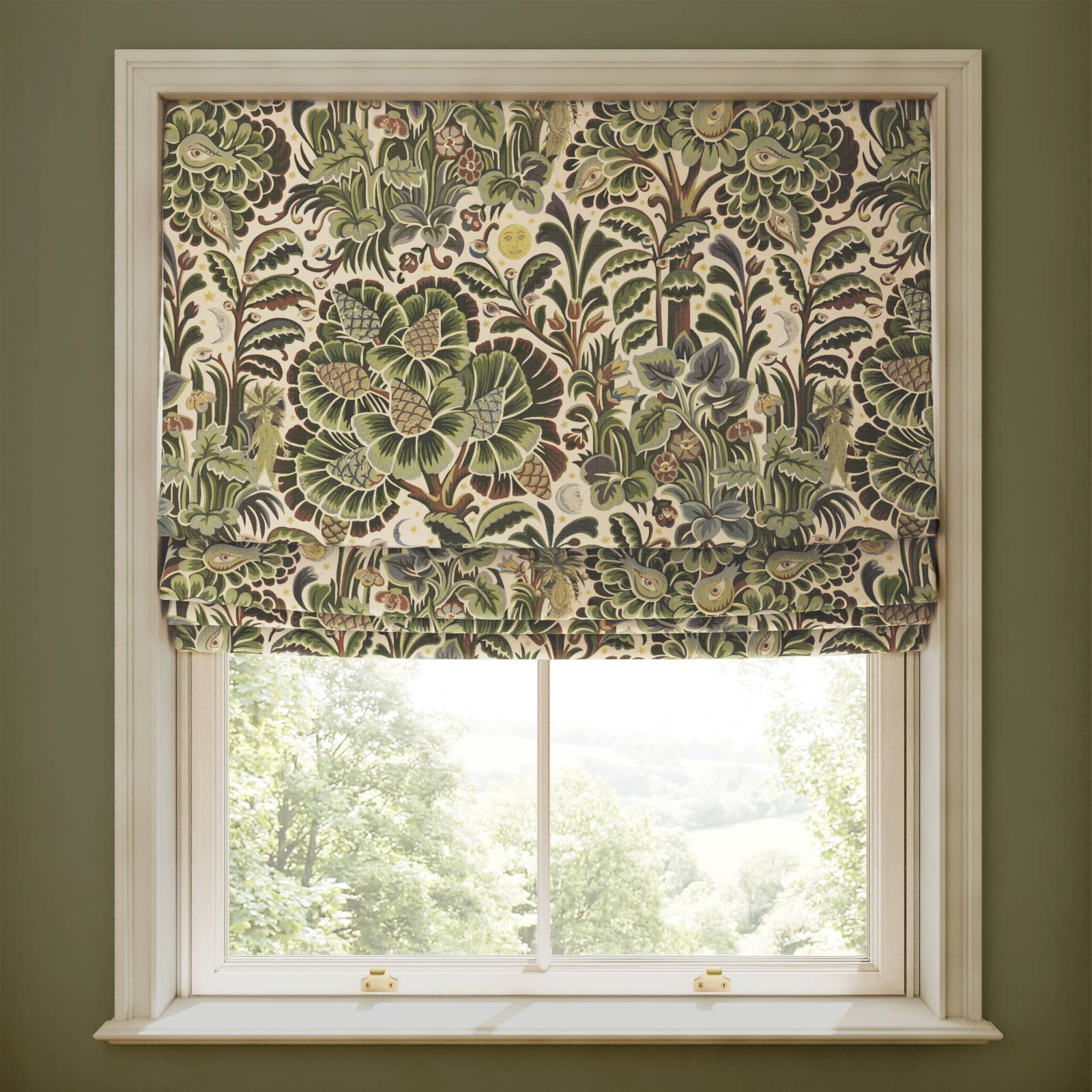 MOON GARDEN Cotton Linen Blind - Verde