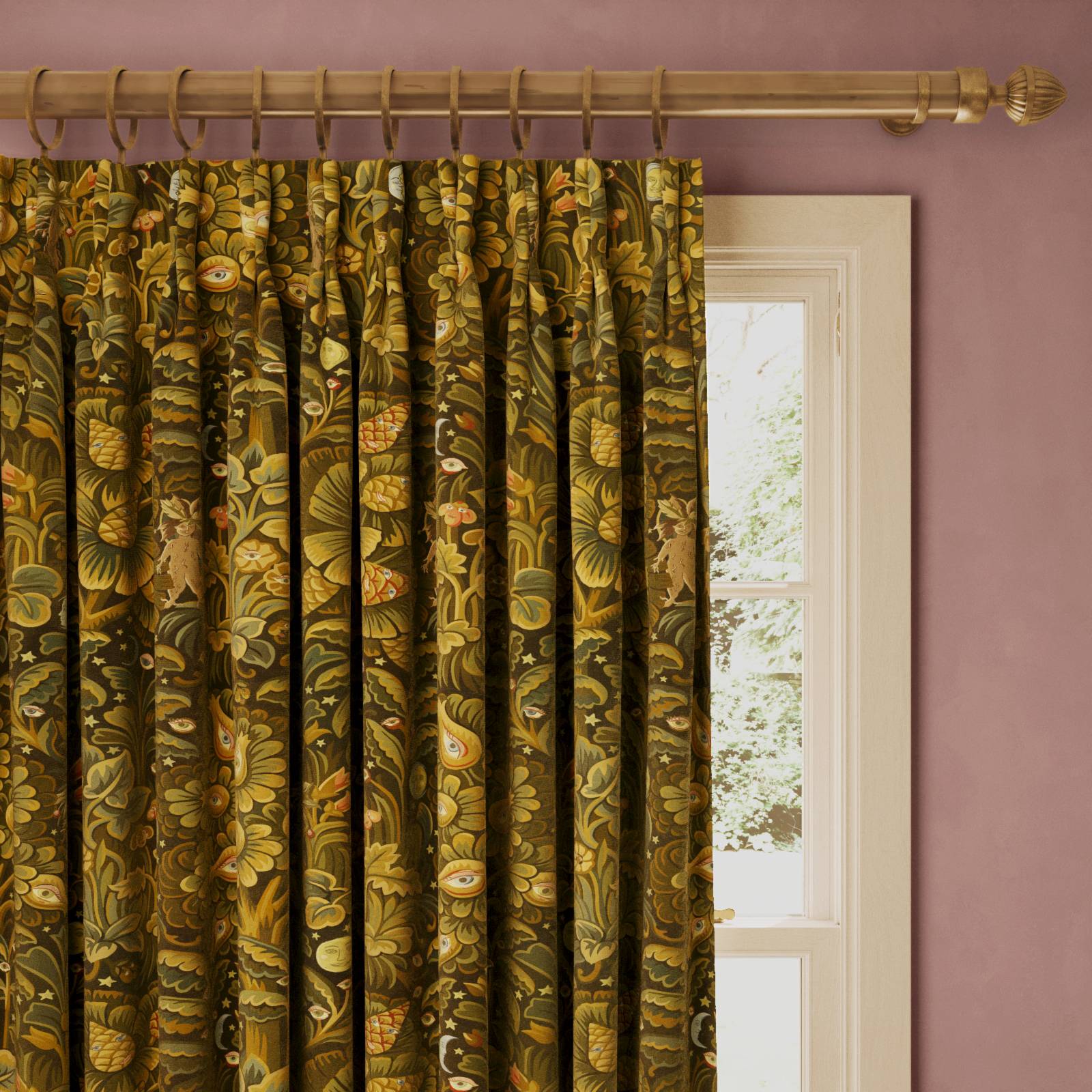 MOON GARDEN Velvet Curtain - Midnight