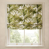 PALMERAL Cotton Linen Blind - Off White & Green