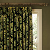 PALMERAL Velvet Curtain - Midnight & Green
