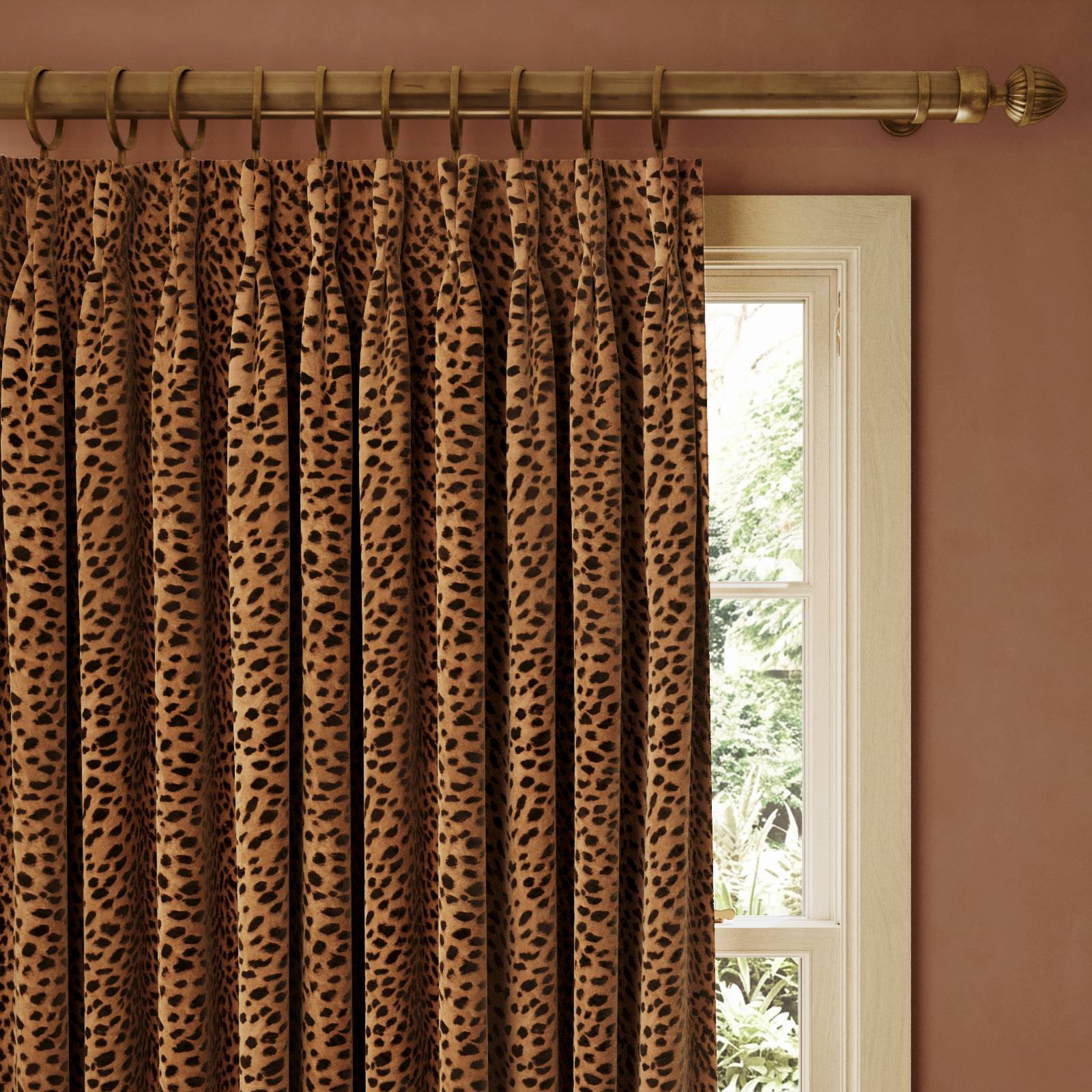 a curtain with leopard print on it