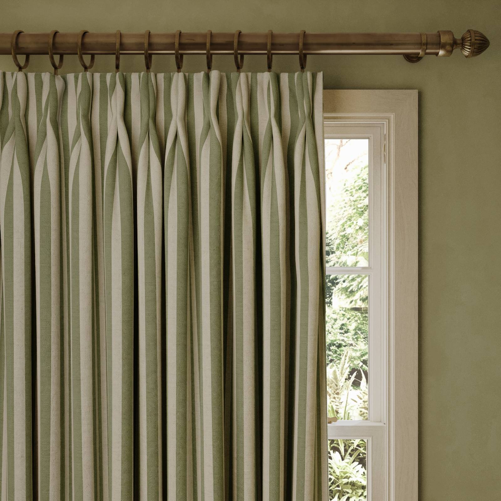 TREMATON STRIPE Jacquard Curtain - Verdigris