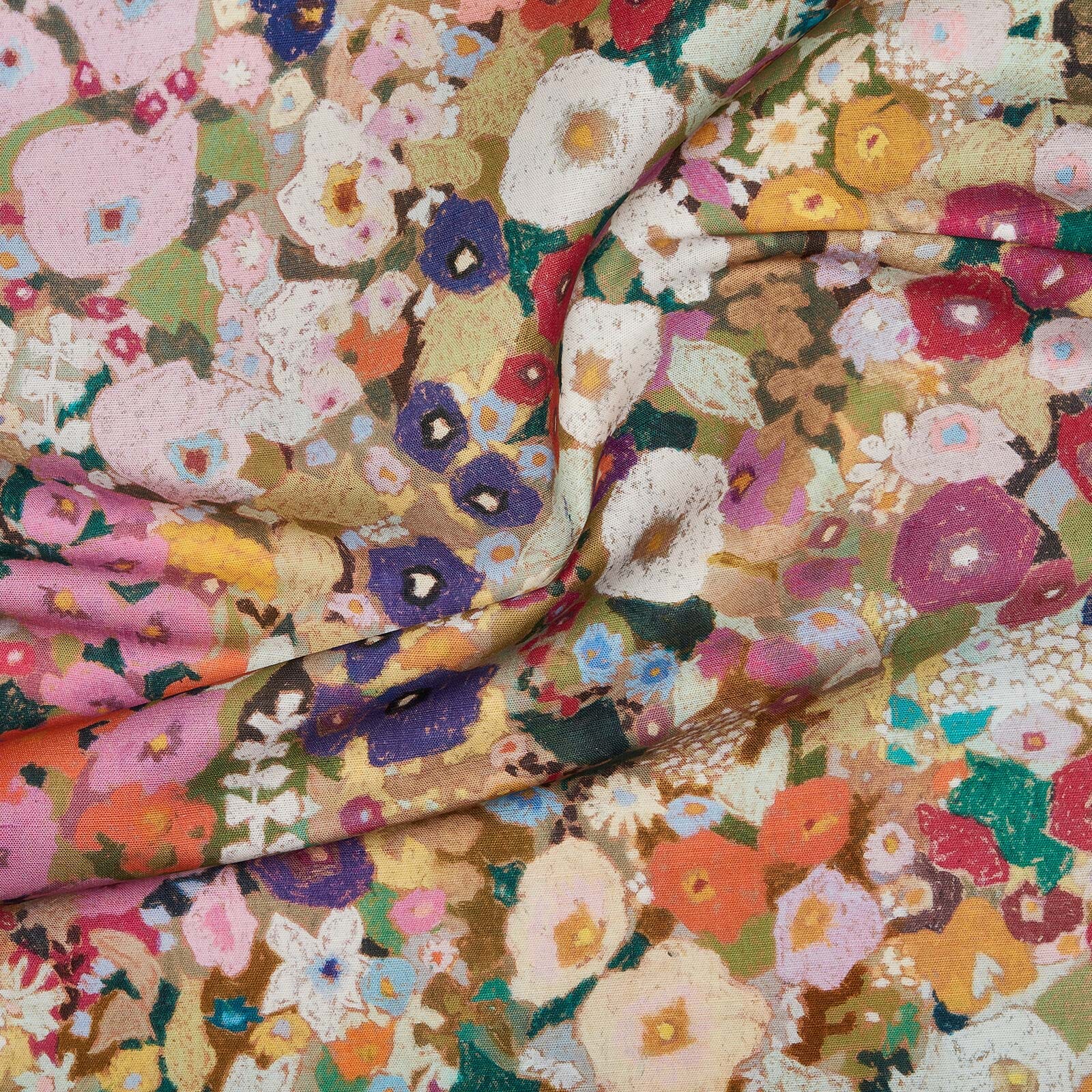 HOLLYHOCKS Cotton Linen Blind - Spring
