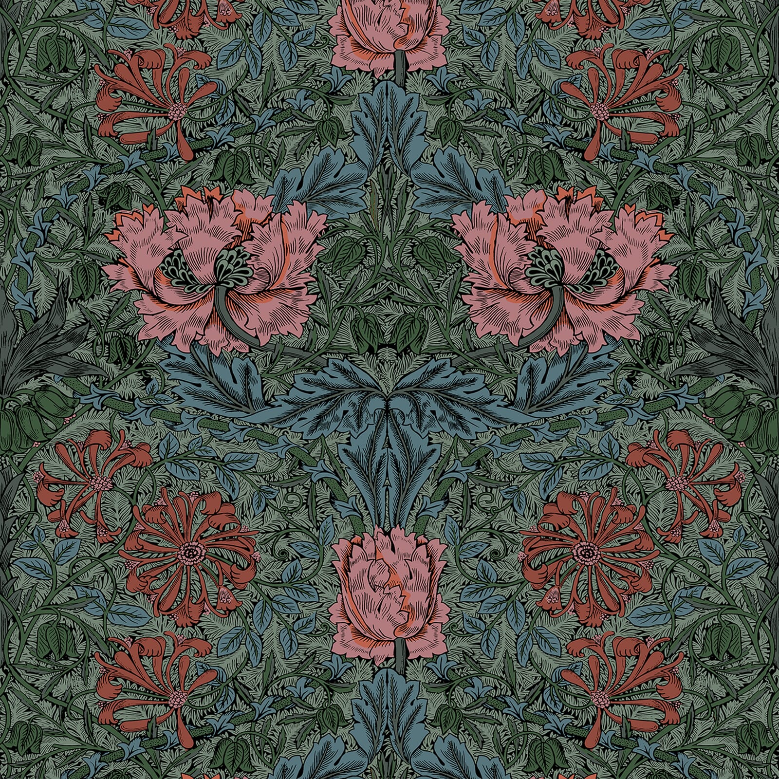 HONEYSUCKLE Wallpaper - Petrol Sample
