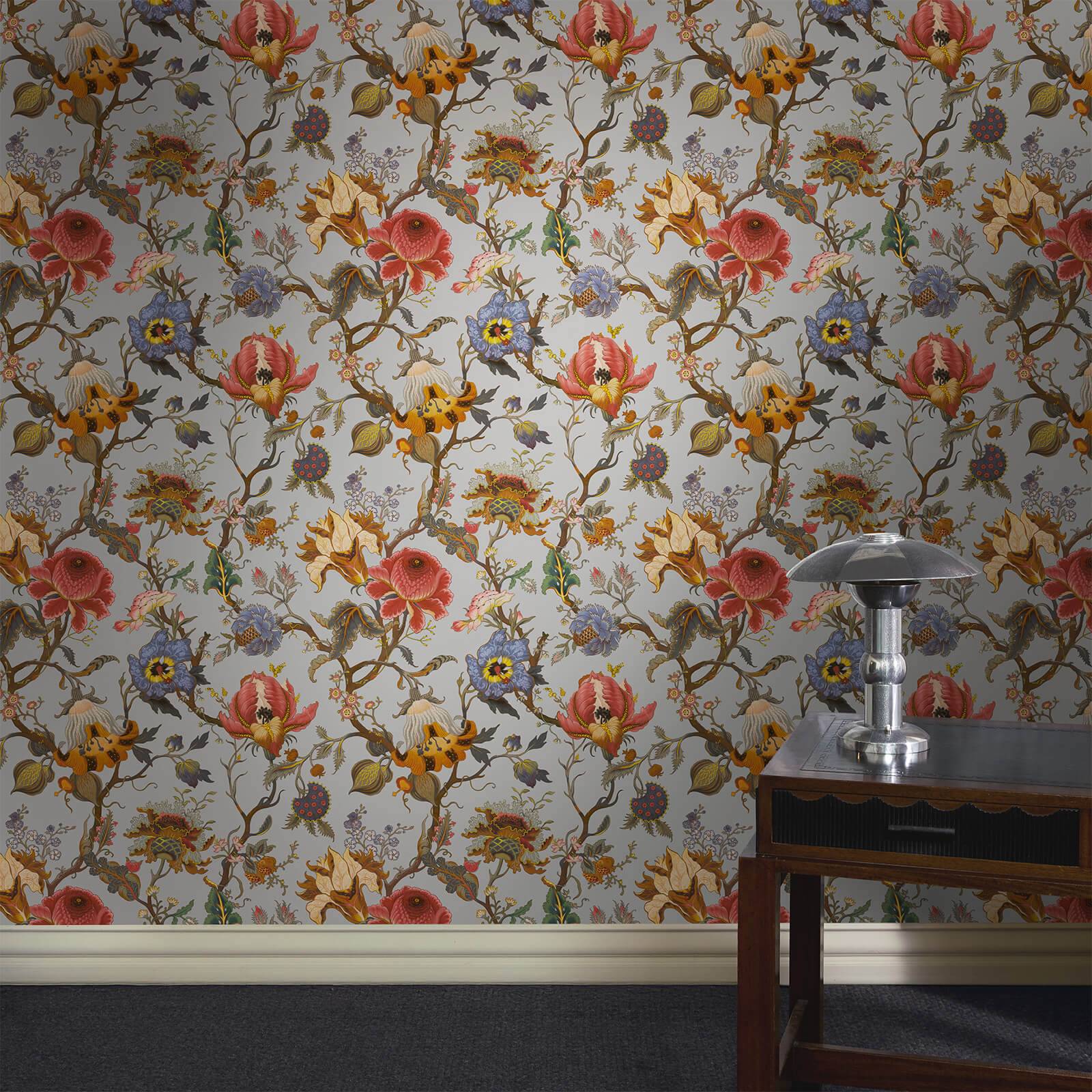 a wallpaper with flowers on the wall