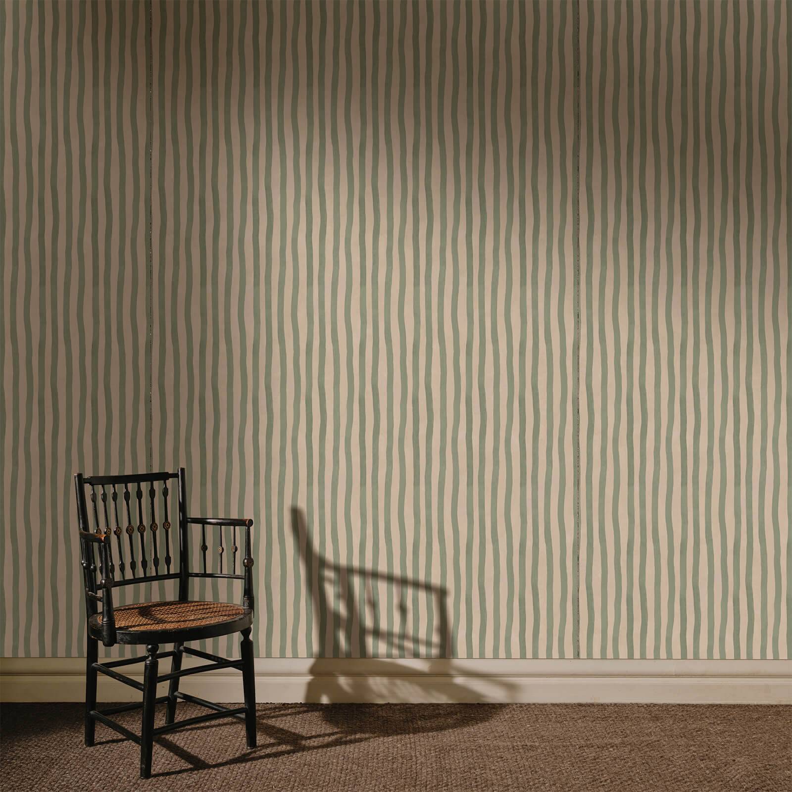 ARTIST'S STRIPE Wallpaper - Sap & Alabaster