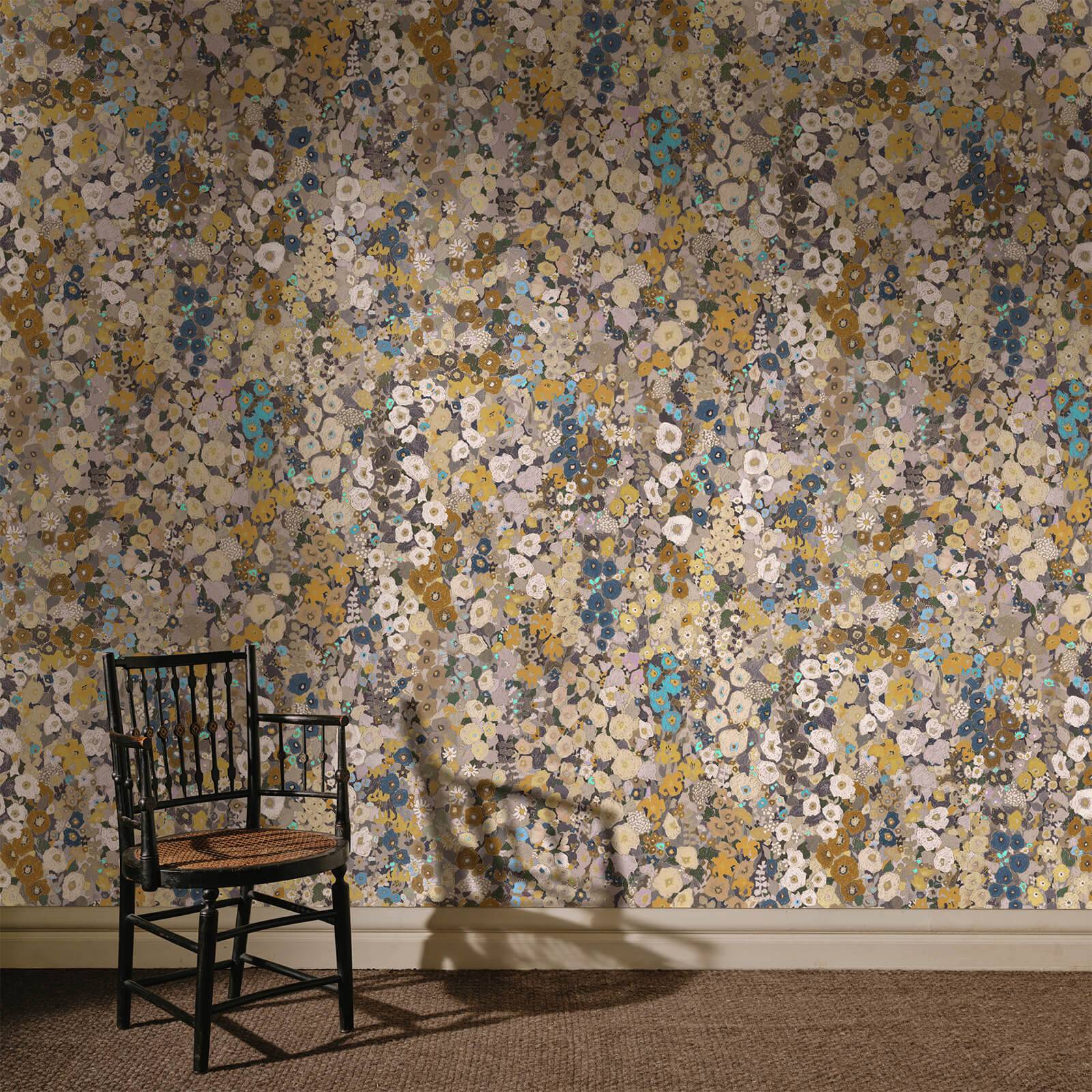 HOLLYHOCKS Wallpaper - Flax