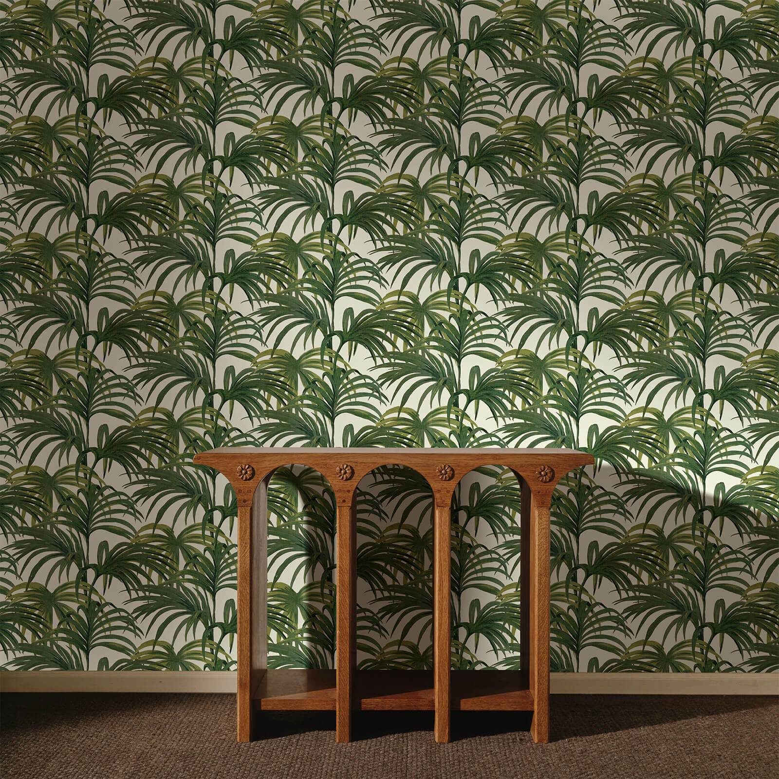 PALMERAL Wallpaper - Off White & Green