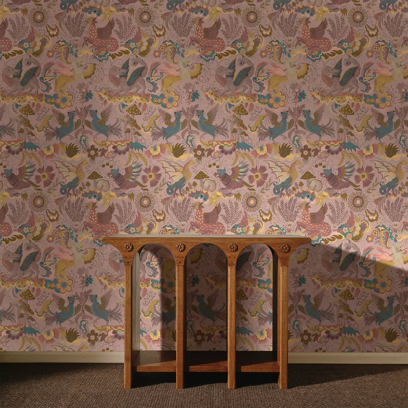 a table in front of a wall
