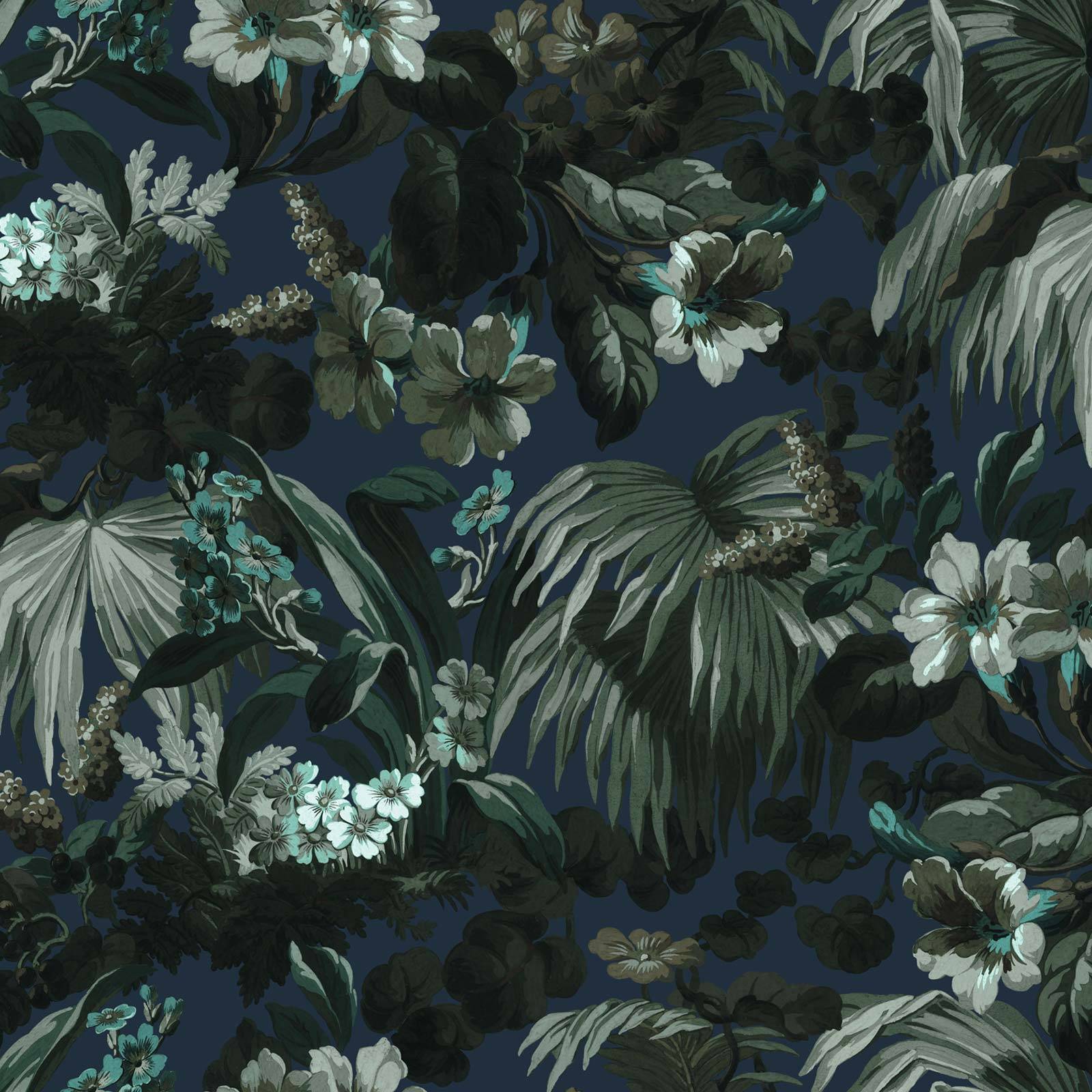 a floral pattern on a blue background
