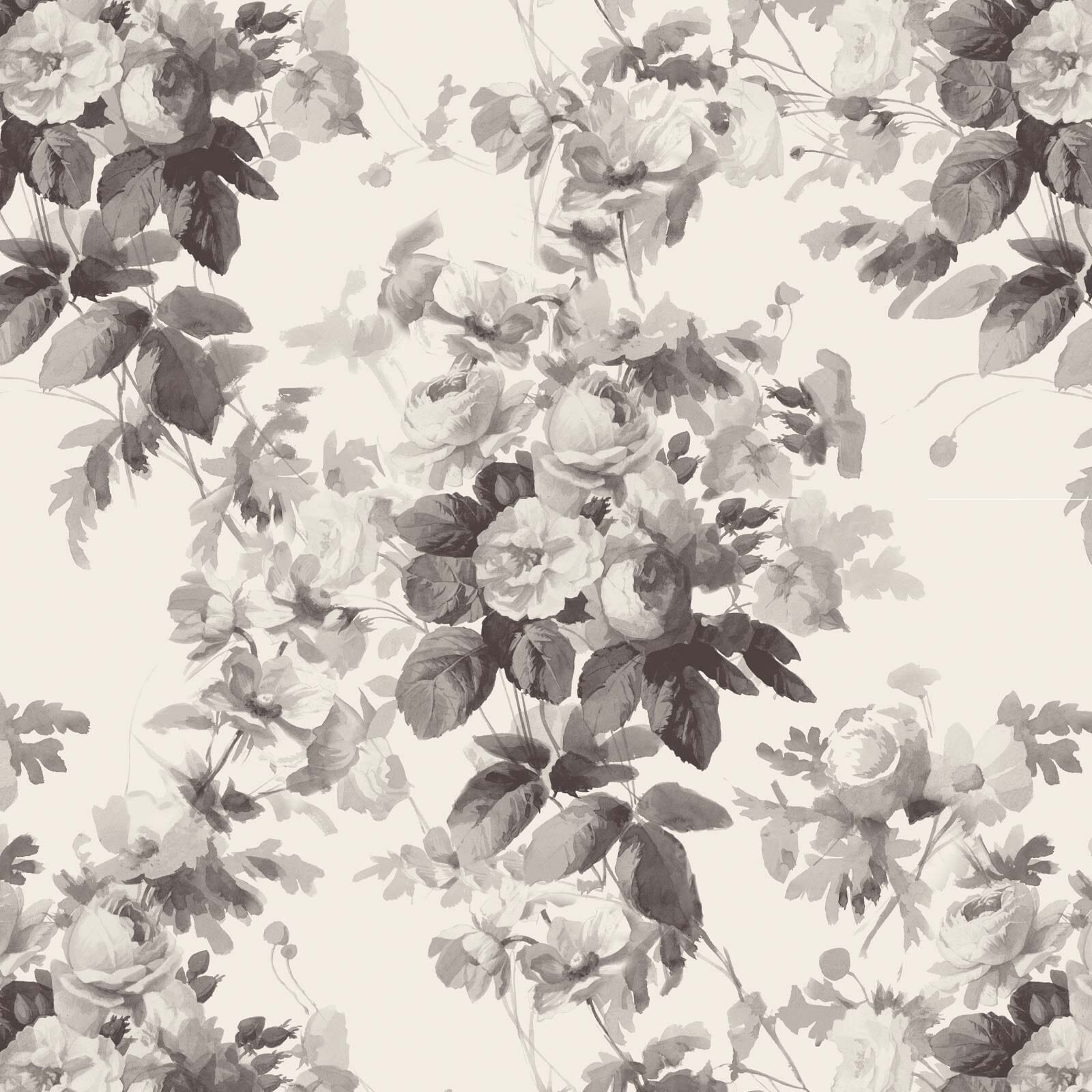 LONDON ROSE Traditional Wallpaper - Smoke Grey | House of Hackney