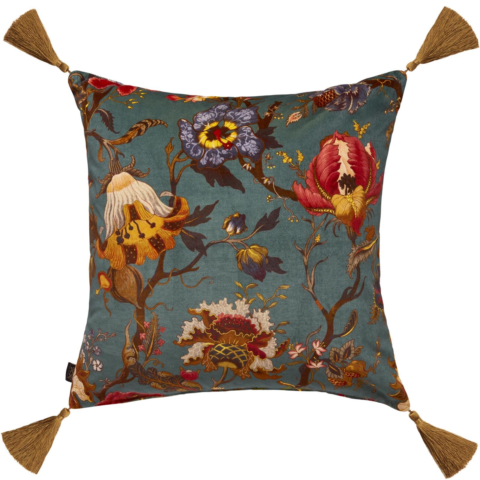 ARTEMIS Large Tassel Velvet Cushion - Petrol