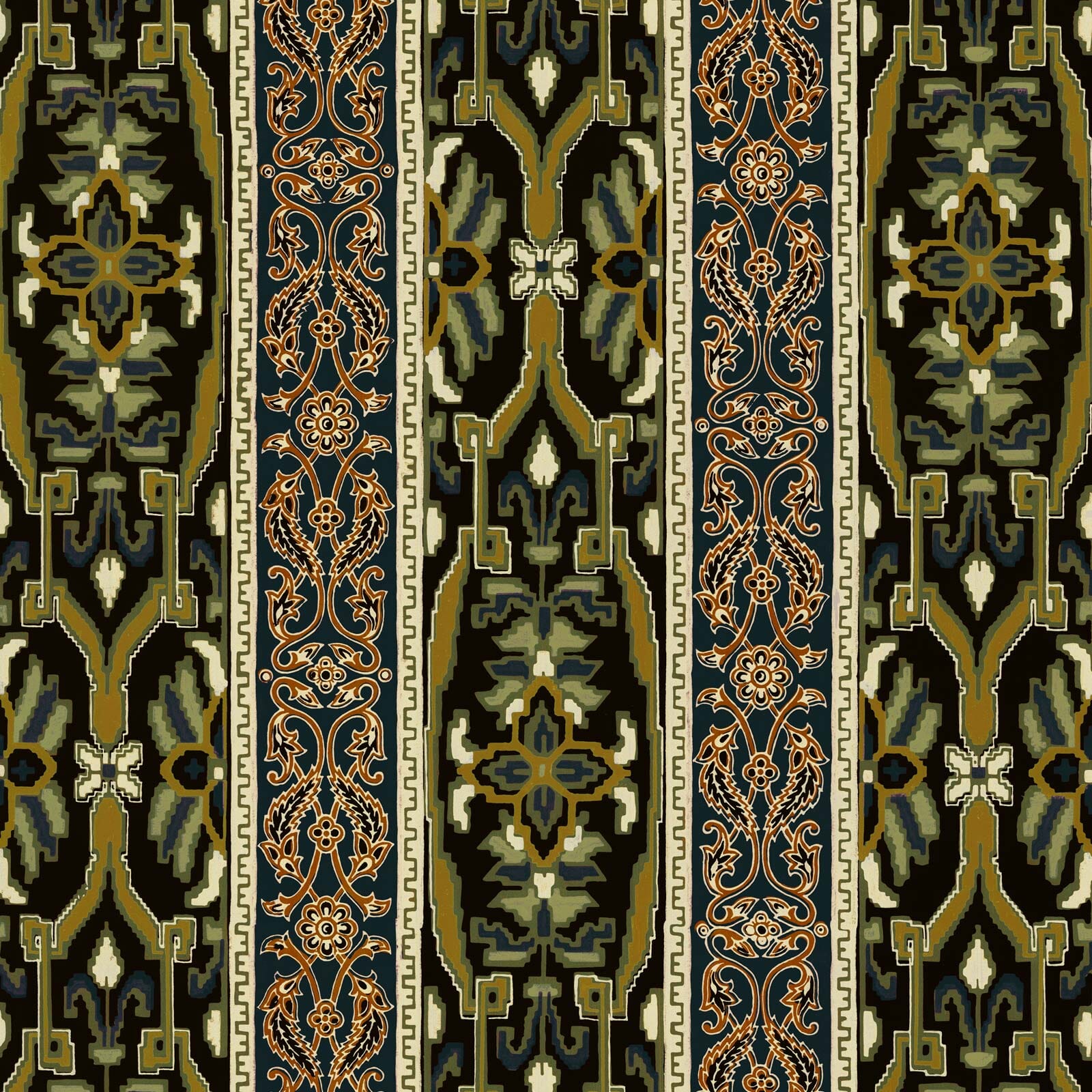 MAMOUNIA Wallpaper - Moss Green & Black