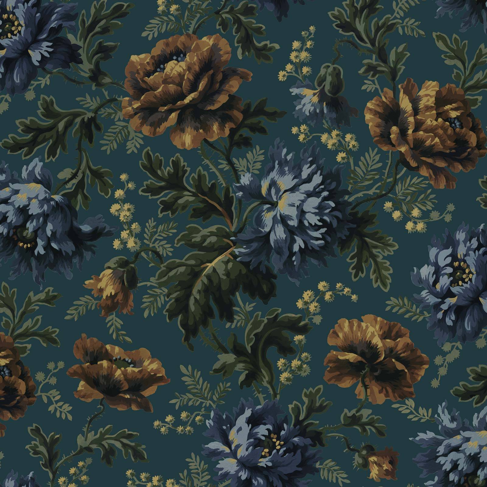 a floral pattern on a blue background