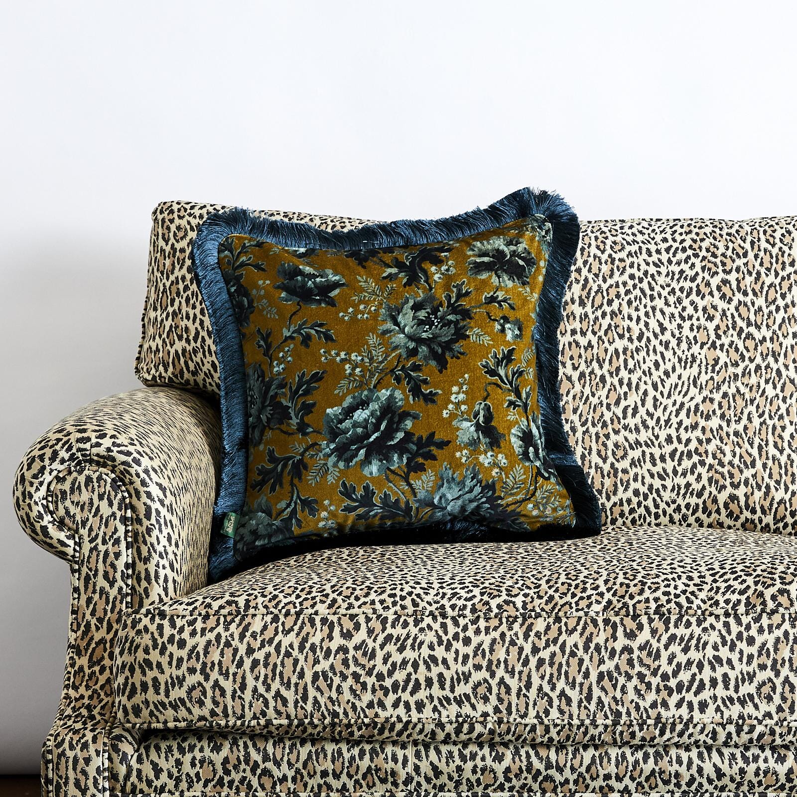 OPIA Medium Fringed Velvet Cushion - Bronze