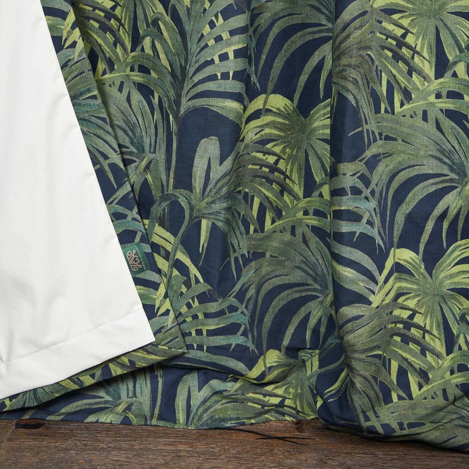 PALMERAL Cotton Linen Curtain - Midnight & Green