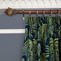 PALMERAL Cotton Linen Curtain - Midnight & Green