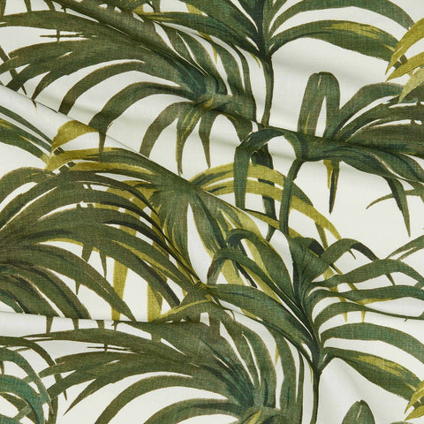 PALMERAL Cotton Linen Curtain - Off White & Green secondary image