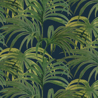 PALMERAL Wallpaper - Midnight & Green Sample