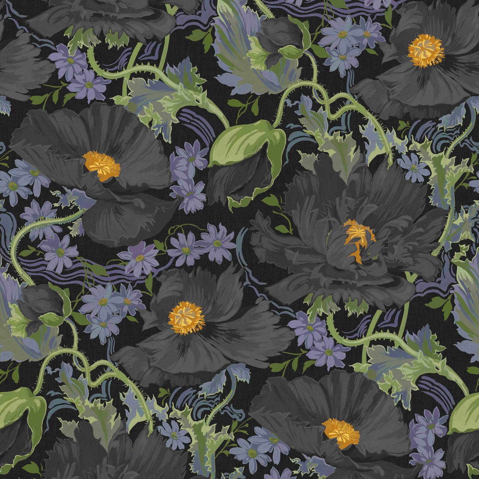PAPAVERA Wallpaper - Noir Sample