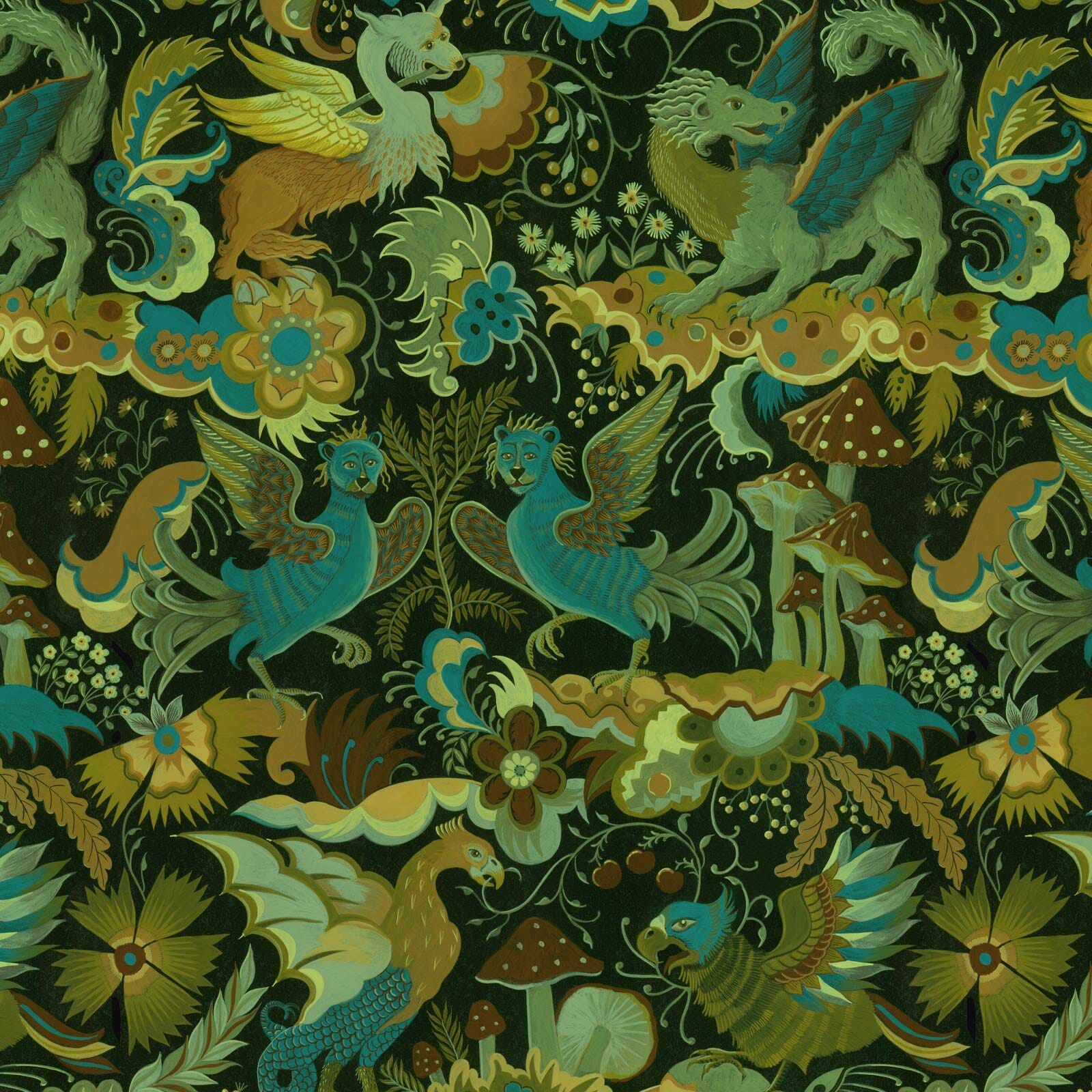 PHANTASIA Wallpaper - Emerald Green Sample