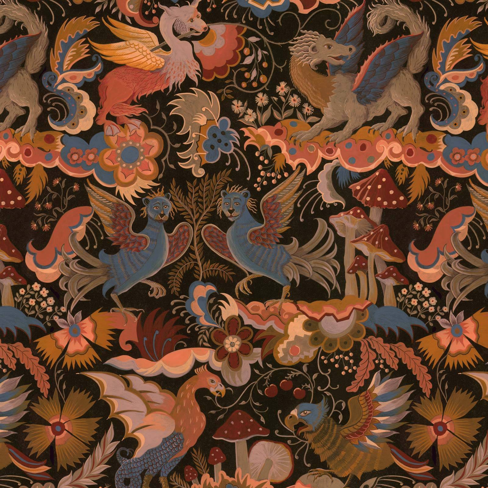 a wallpaper with birds and flowers