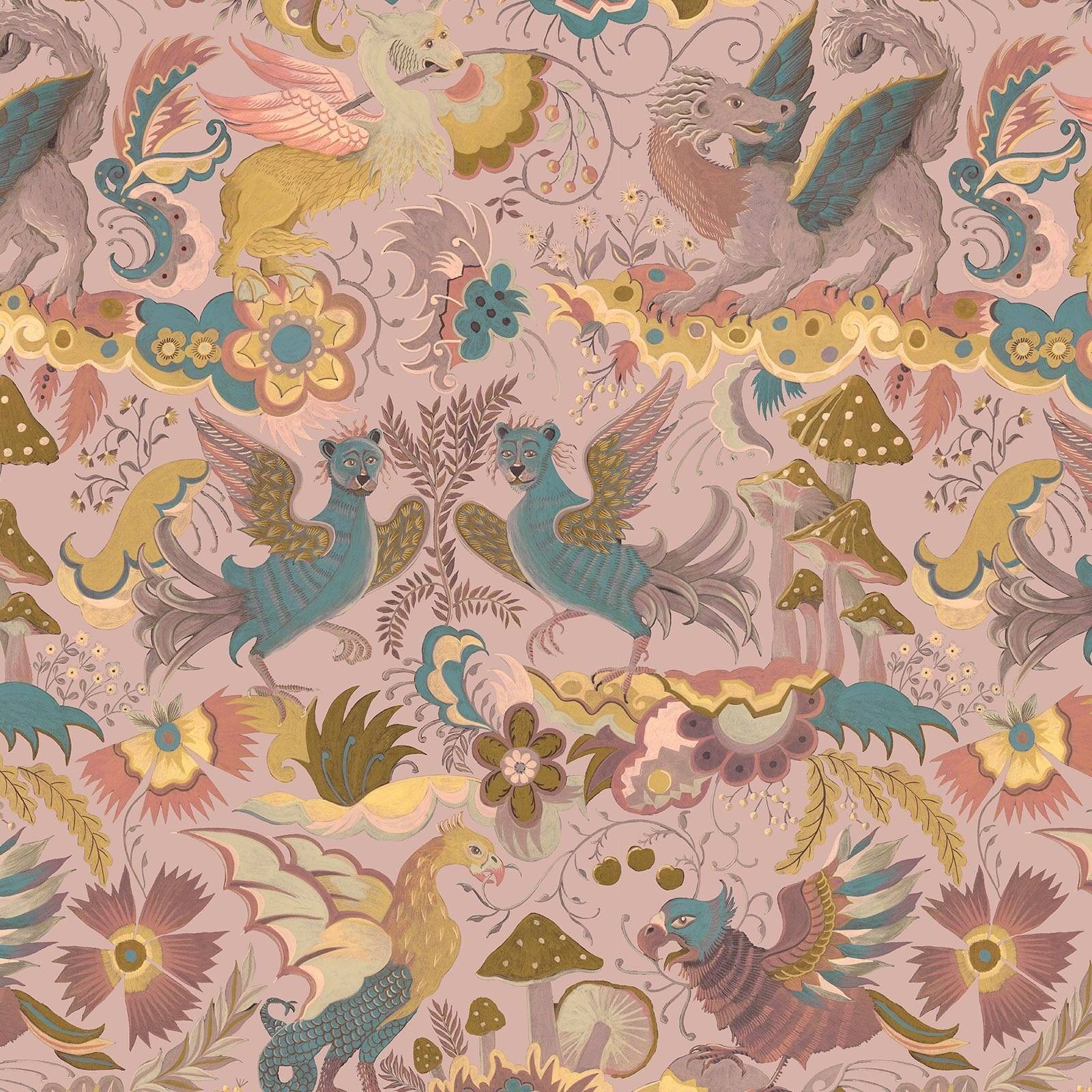 a pattern of fantasy creatures