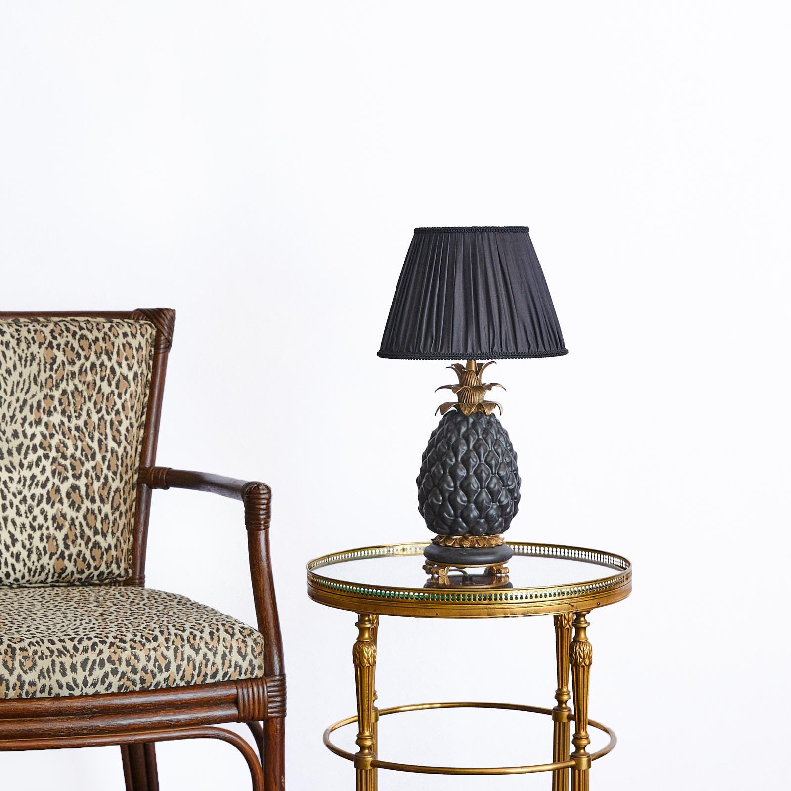 ARCOLA Pleated Black Lampshade with Ananito Matte Black Lampstand