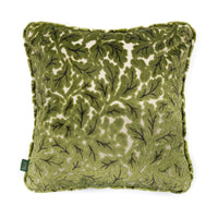 QUERCUS Medium Piped Velvet Jacquard Cushion - Evergreen
