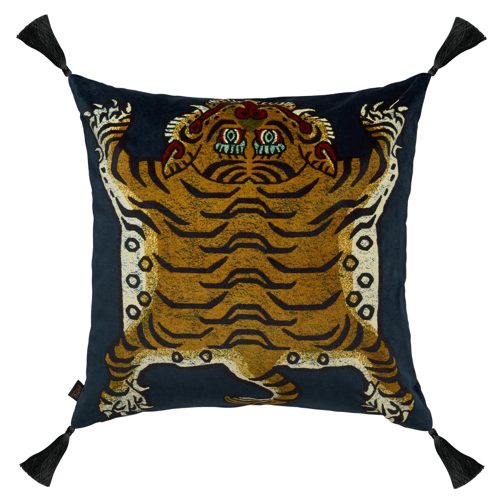 SABER Large Tassel Velvet Cushion Midnight