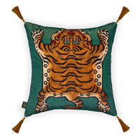 SABER Medium Tassel Velvet Cushion - Emerald