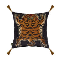 SABER Medium Tassel Velvet Cushion - Noir