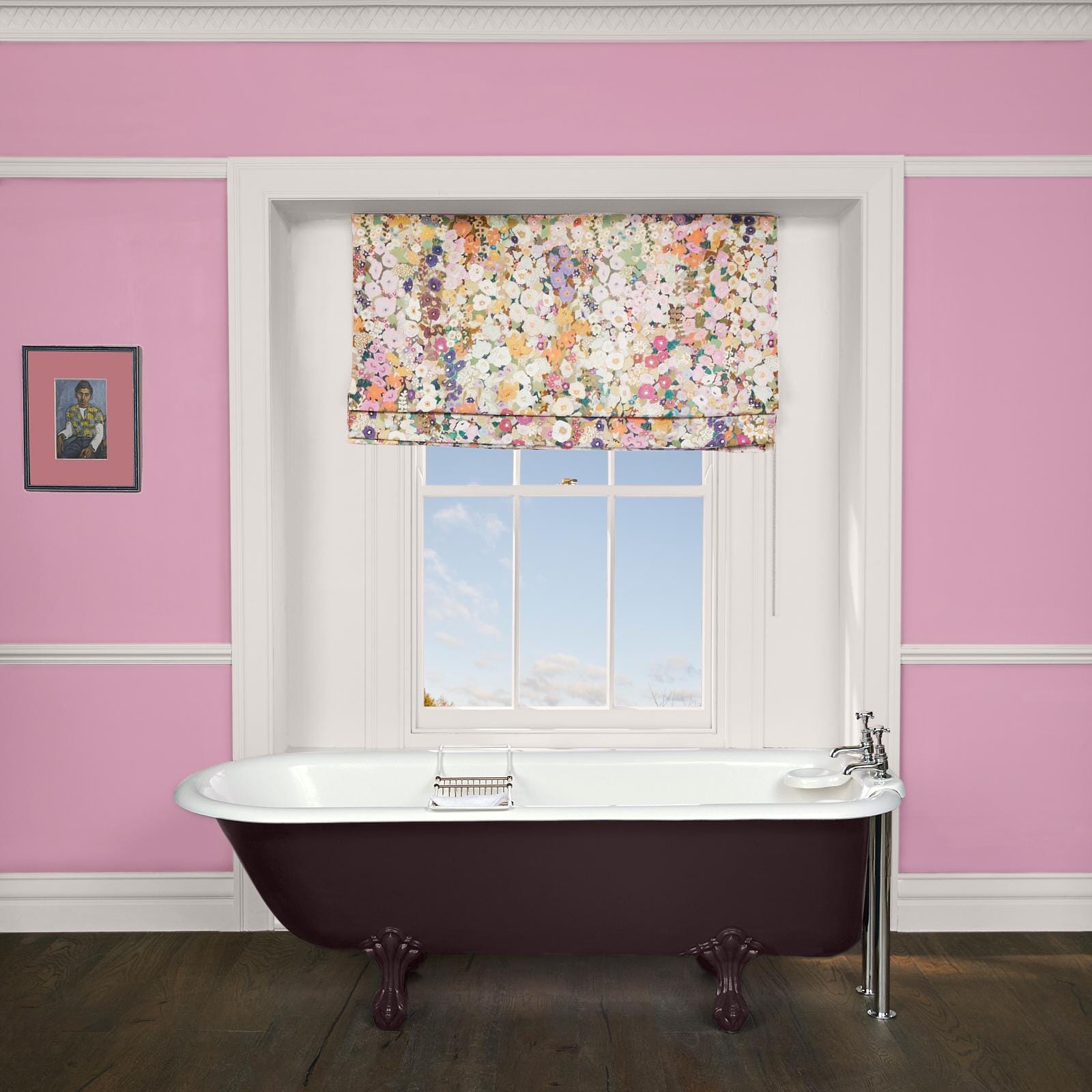 HOLLYHOCKS Cotton Linen Blind - Spring