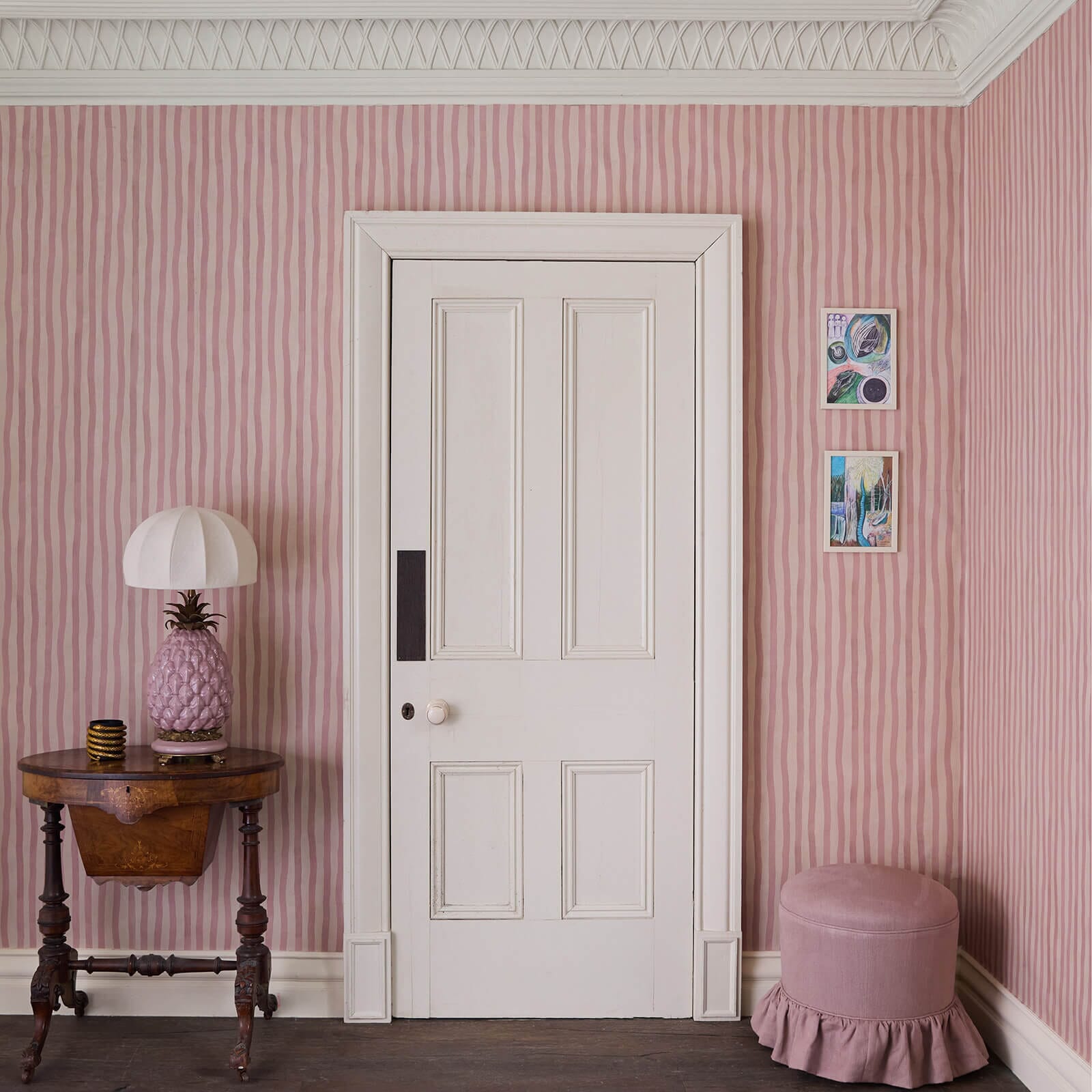 ARTIST'S STRIPE Wallpaper - Sakura & Astrantia
