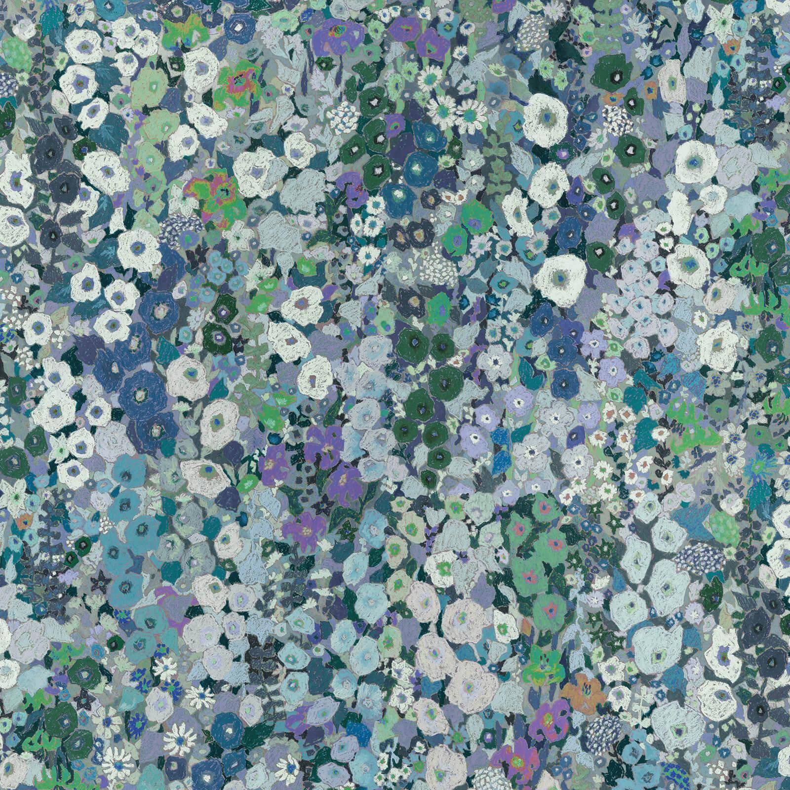 Hollyhocks Floral Wallpaper | Bright Blue Tones – House of Hackney
