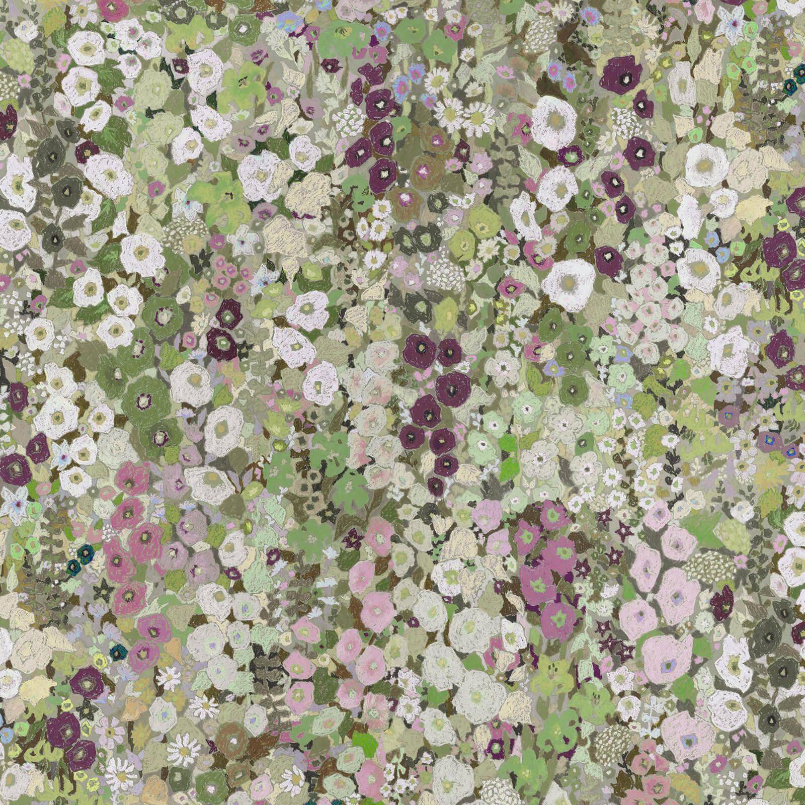 HOLLYHOCKS Wallpaper - Meadow Sample