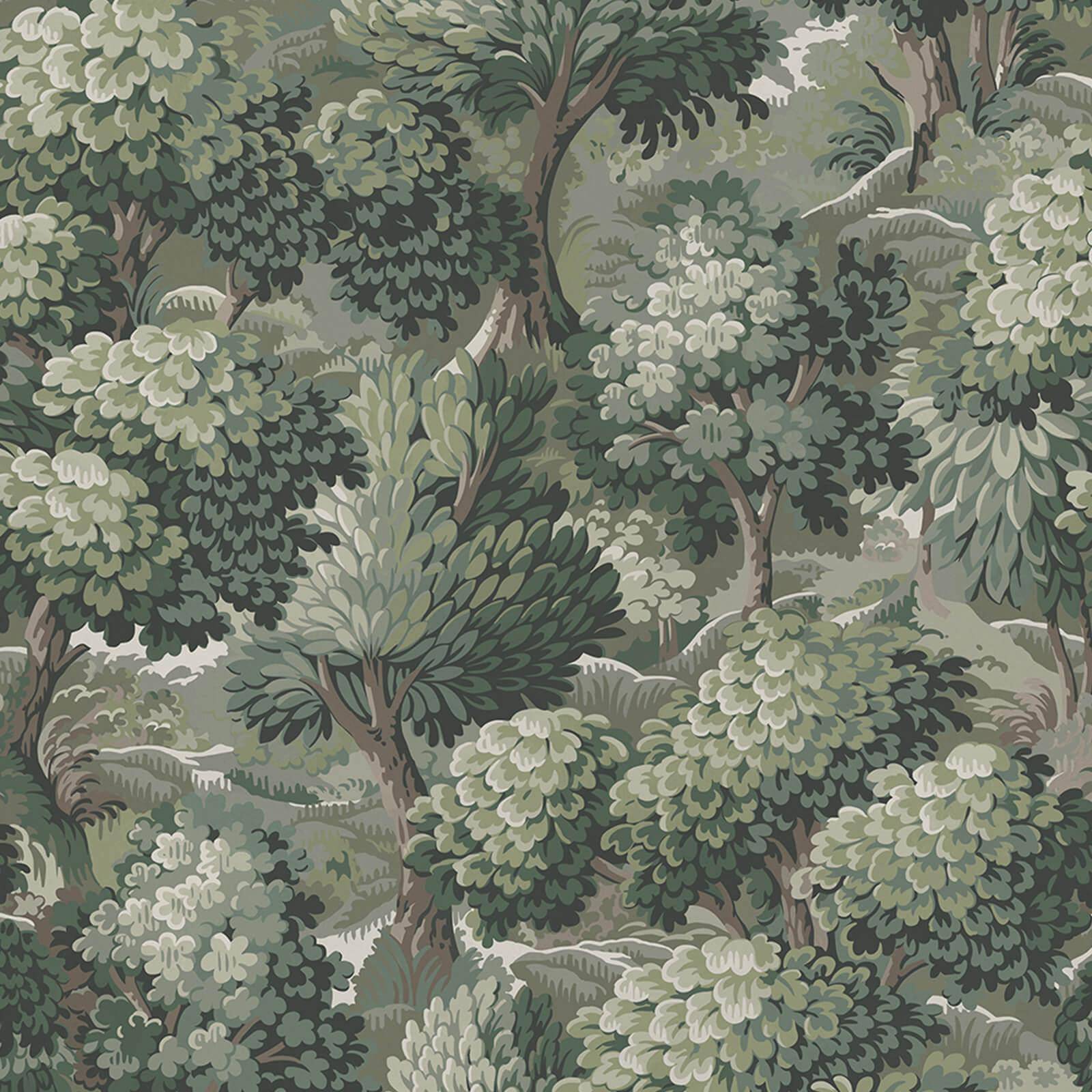 a wallpaper with trees and hills